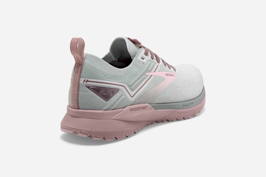 Brooks Israel Ricochet 3 Road Running Shoes Womens - White/Pink - LYI-903487